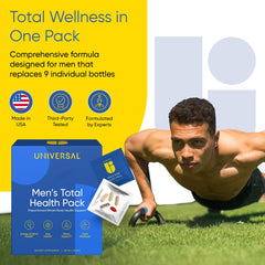 Universal U men's total health pack open packets for on-the-go wellness
