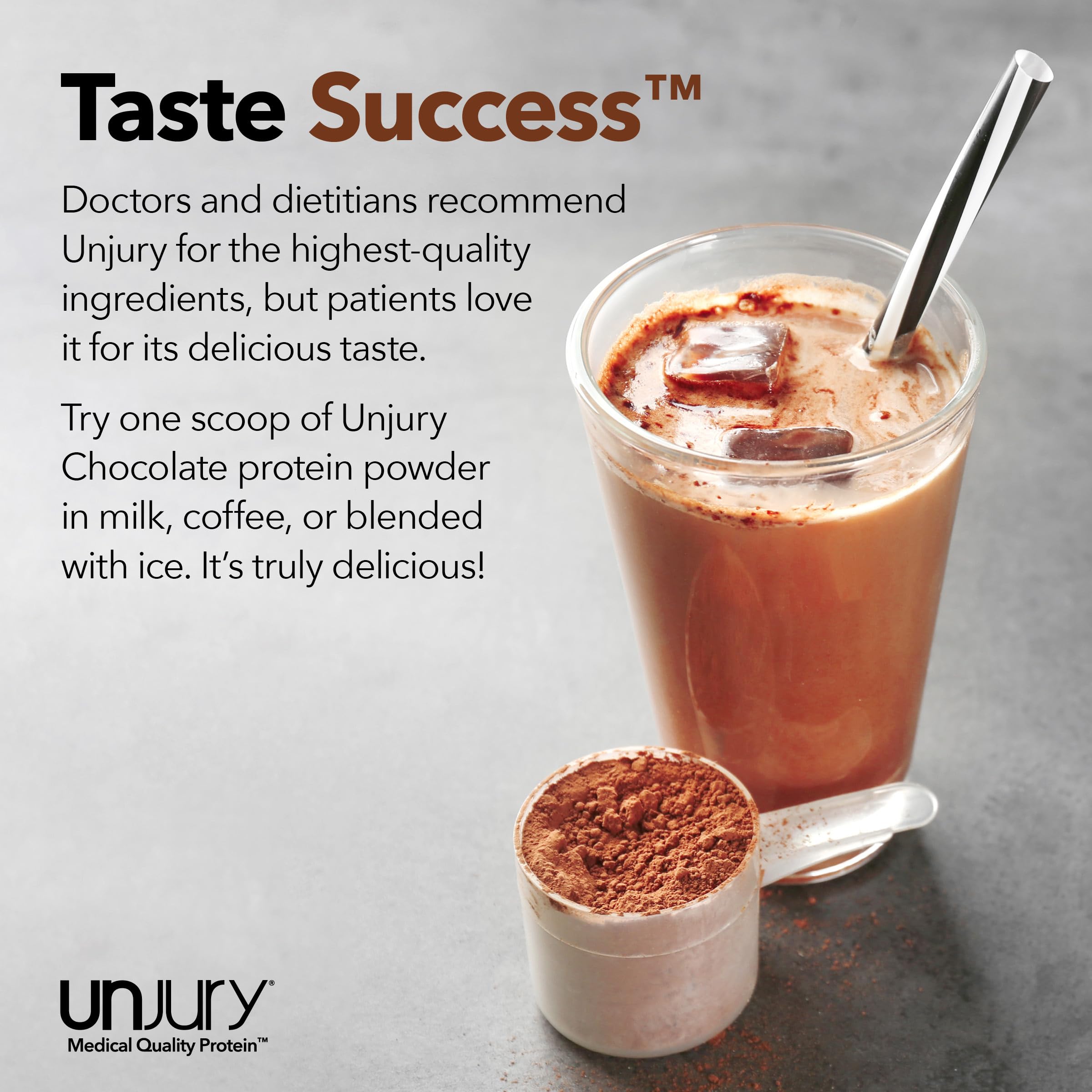 Unjury gluten-free kosher whey isolate packaging highlighting dietary options.