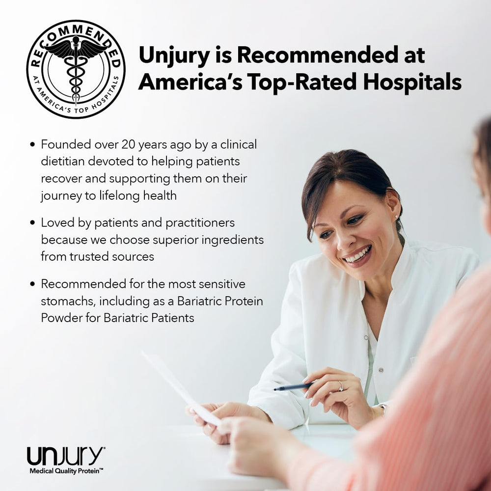 Unjury gluten-free protein powder container for allergy-friendly recipes.