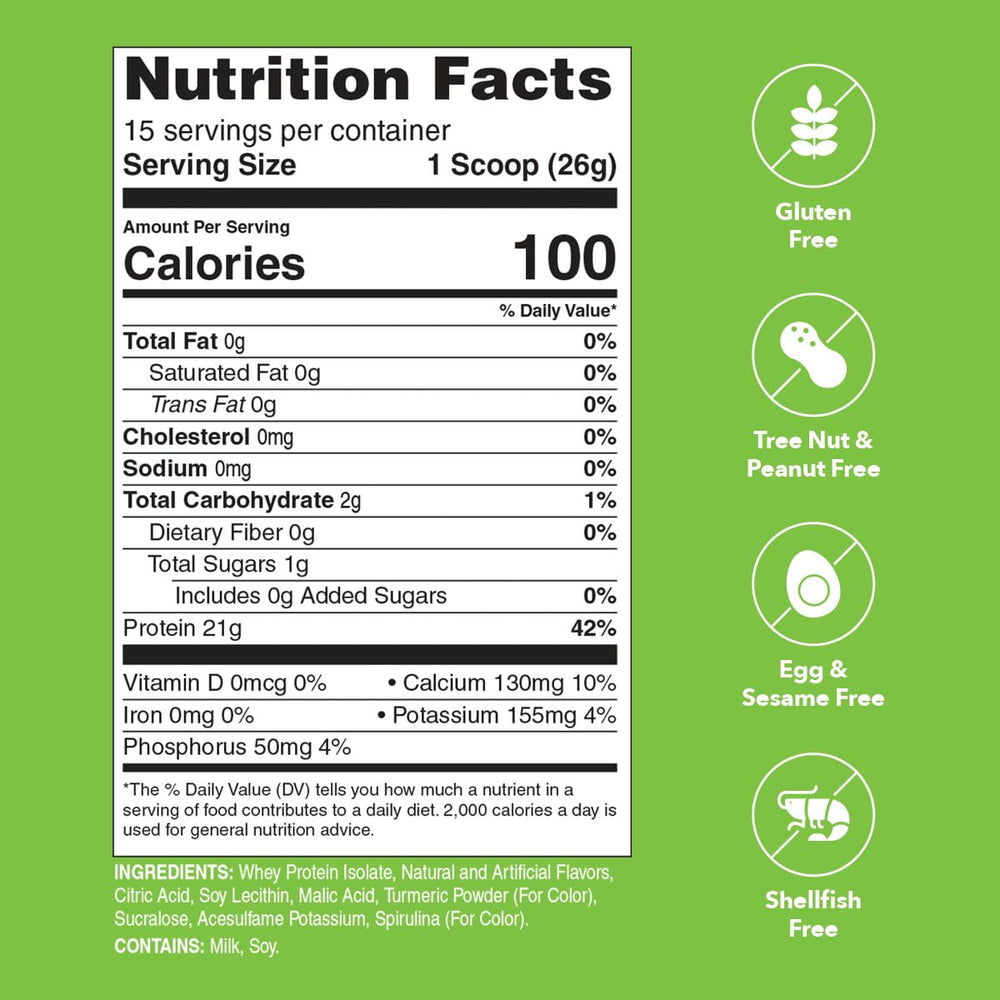 Unjury Lemon Lime protein scoop shows easy mixing into shakes or coffee.