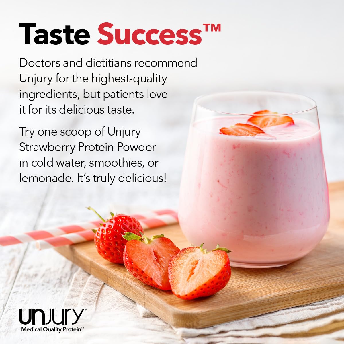Unjury Strawberry packaging box with nutrition panel visible.