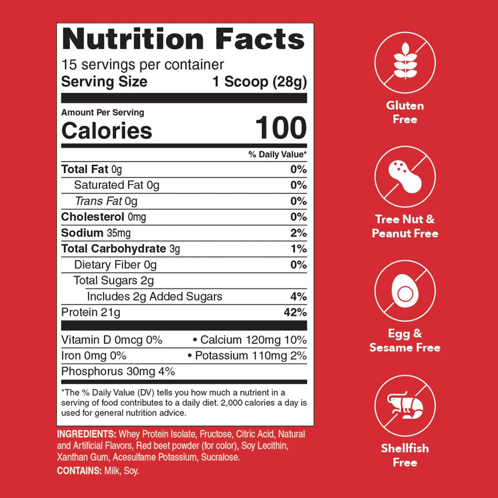 Unjury Strawberry scoop in bottle showing convenient serving size.