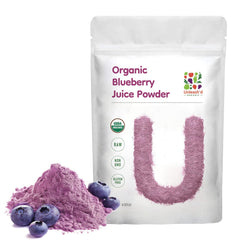 UNLEASH'D ORGANIC Blueberry Juice Powder bottle front showcasing antioxidants.