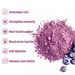 UNLEASH'D ORGANIC Blueberry Powder enhances smoothies with natural vitamins.
