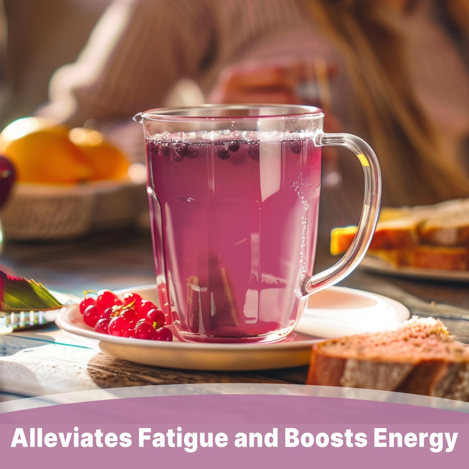 UNLEASH'D ORGANIC mulberry juice powder in smoothie—vibrant color and flavor
