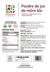 UNLEASH'D ORGANIC mulberry juice powder jar closeup—rich in nutrients