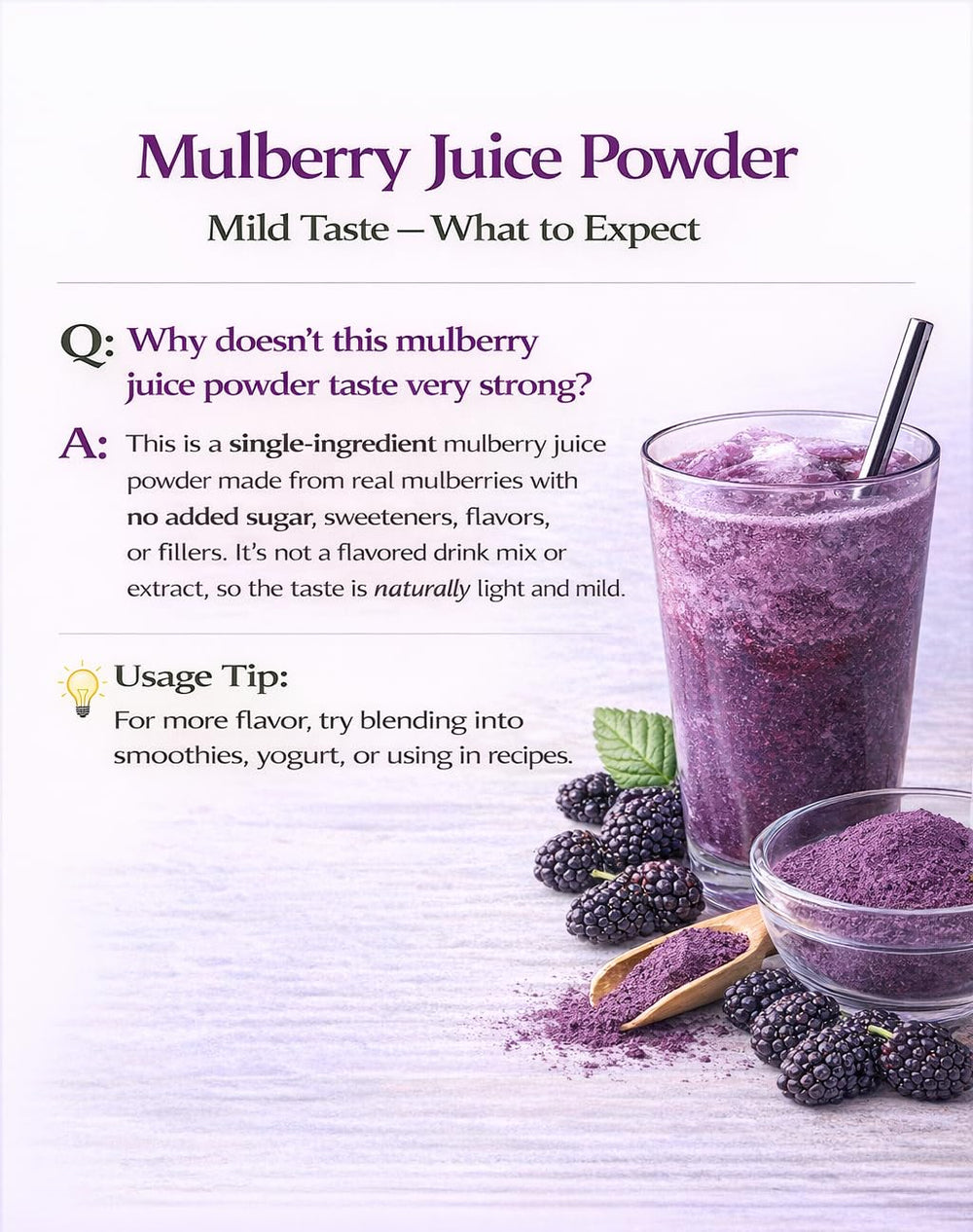 UNLEASH'D ORGANIC mulberry juice powder scattered powder—great for smoothies