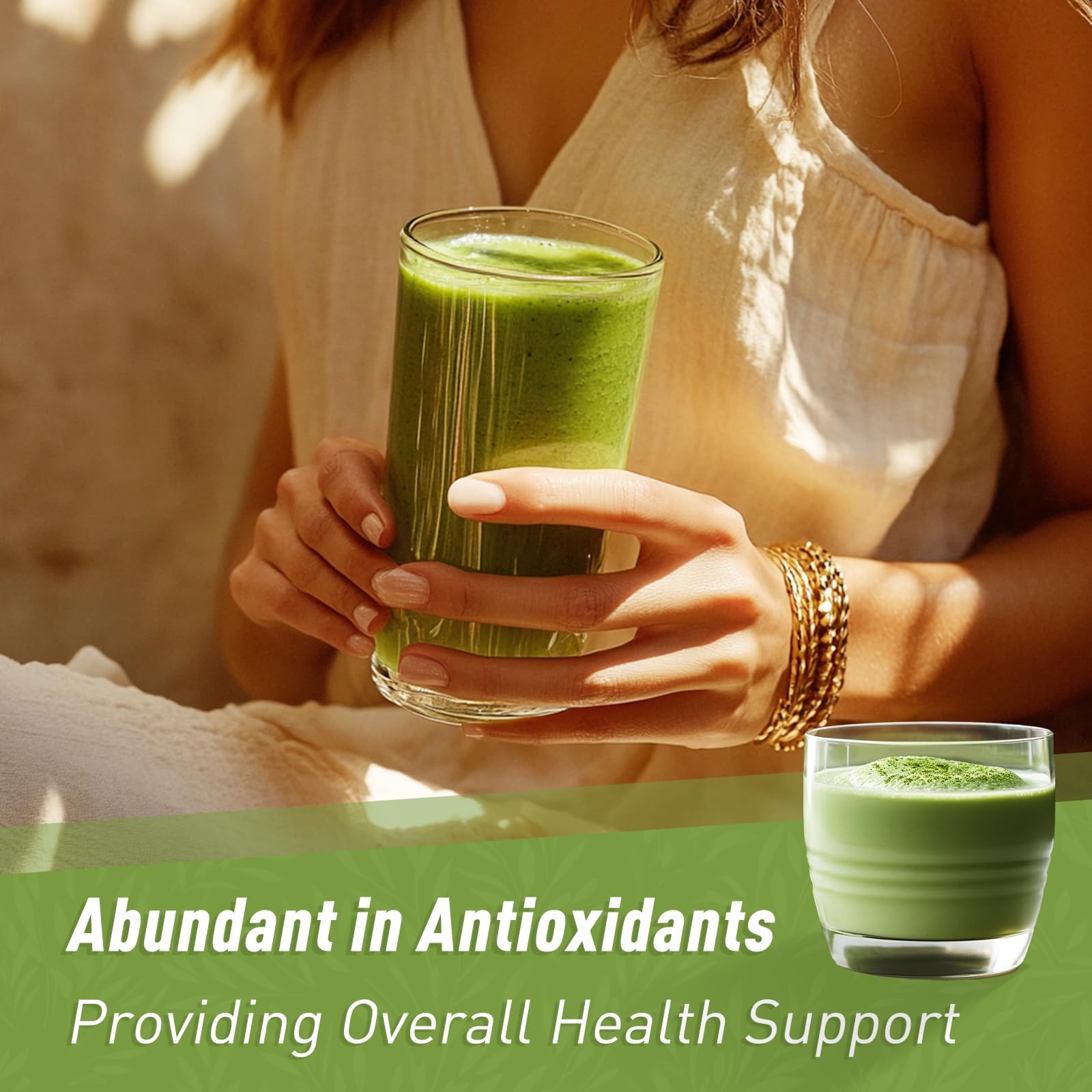 Unleash’d Organic Wheatgrass Powder jar front emphasizes organic quality and freshness.