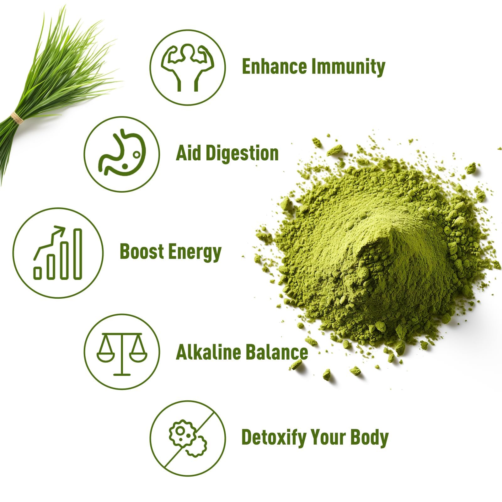 Unleash’d Organic Wheatgrass Powder in a smoothie hints at natural energy support.