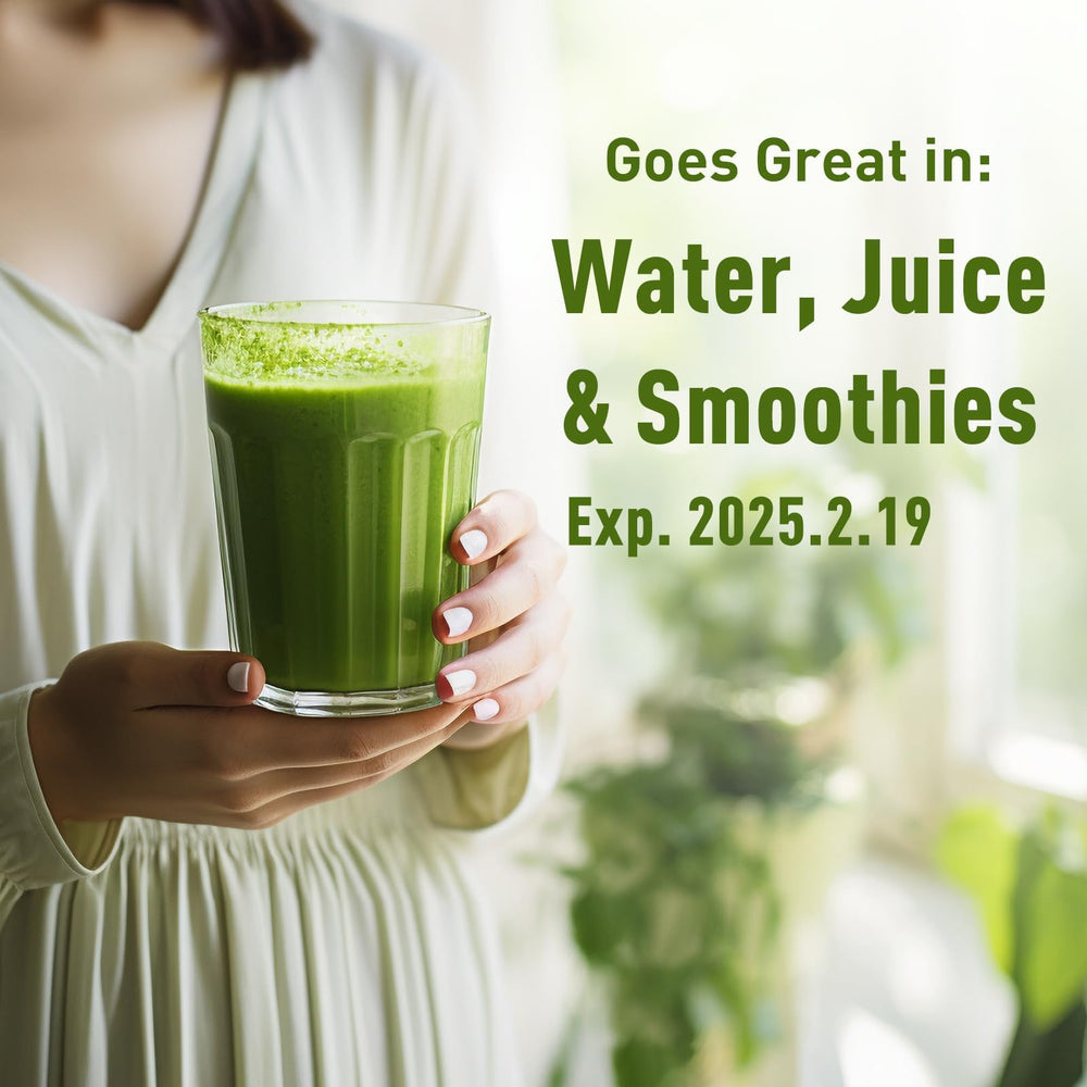 Unleash’d Organic Wheatgrass Powder dissolving in water provides a green boost.