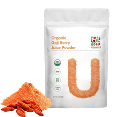 UNLEASH'D Organic Goji Berry Powder jar for antioxidant-rich daily nourishment