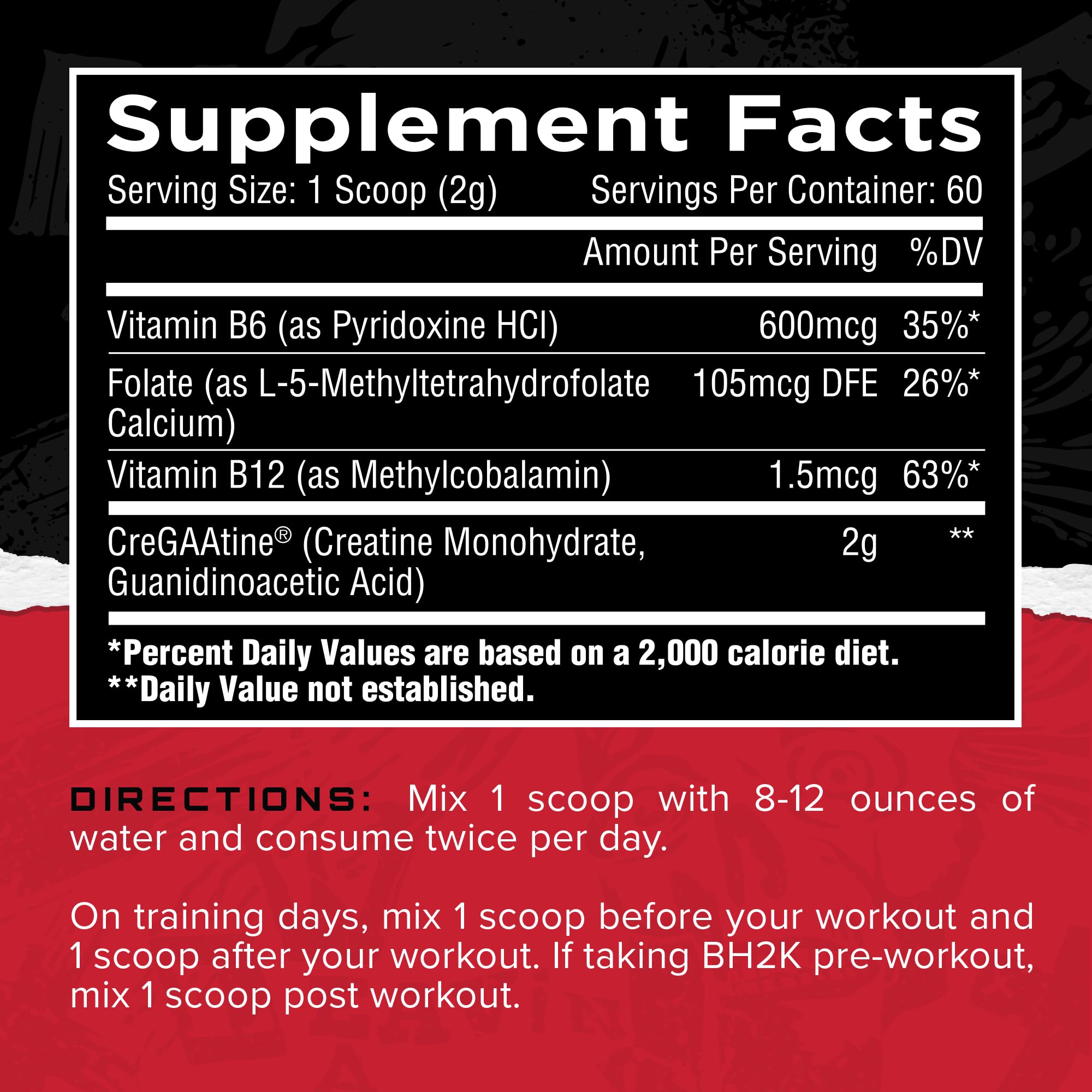 Unmatched CreGAAtine powder shown for pre-workout scooping.
