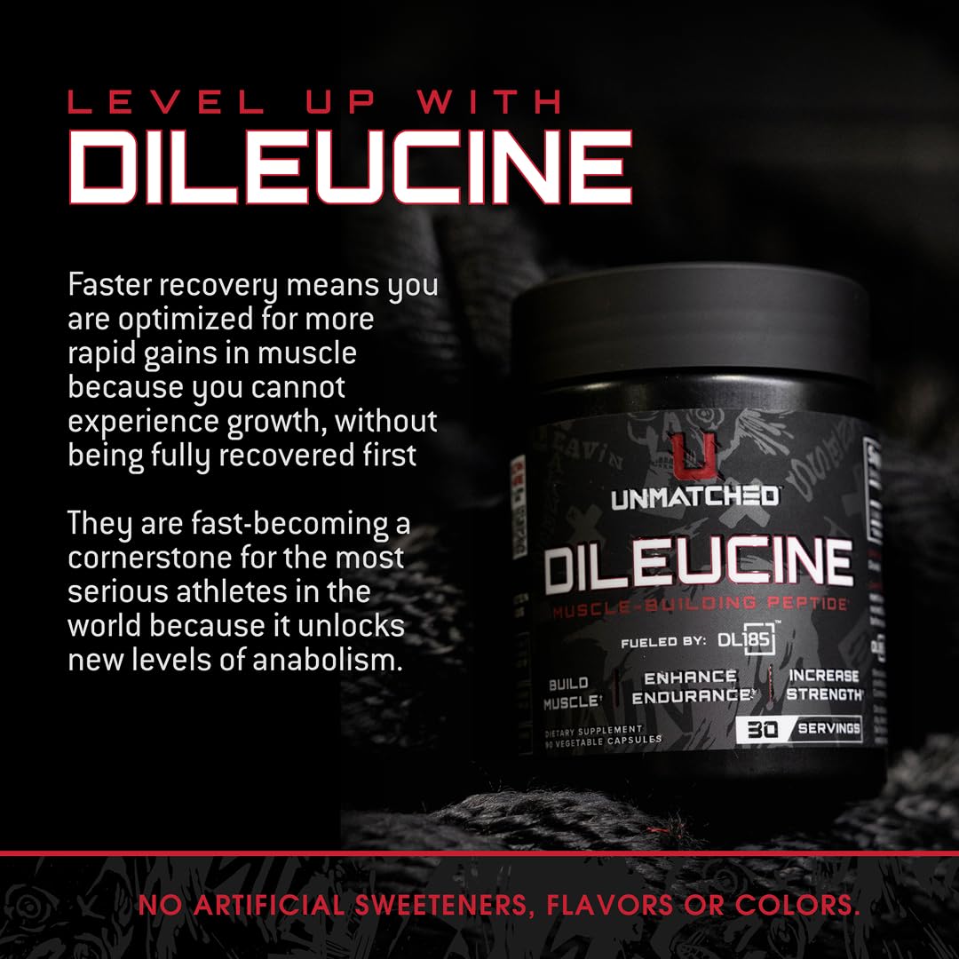 Unmatched Dileucine vegetarian capsules ready for workouts.
