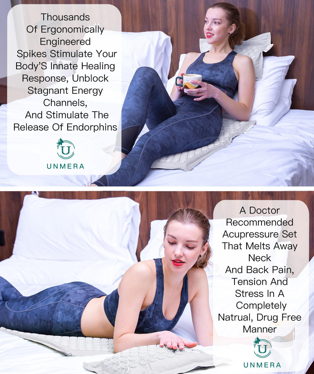 UNMERA Acupressure Pillow 57 nails and 1368 points for precise neck contact
