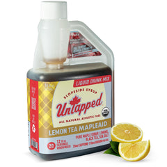 Untapped Lemon Tea Mapleaid bottle on shelf demonstrating convenient hydration for workouts