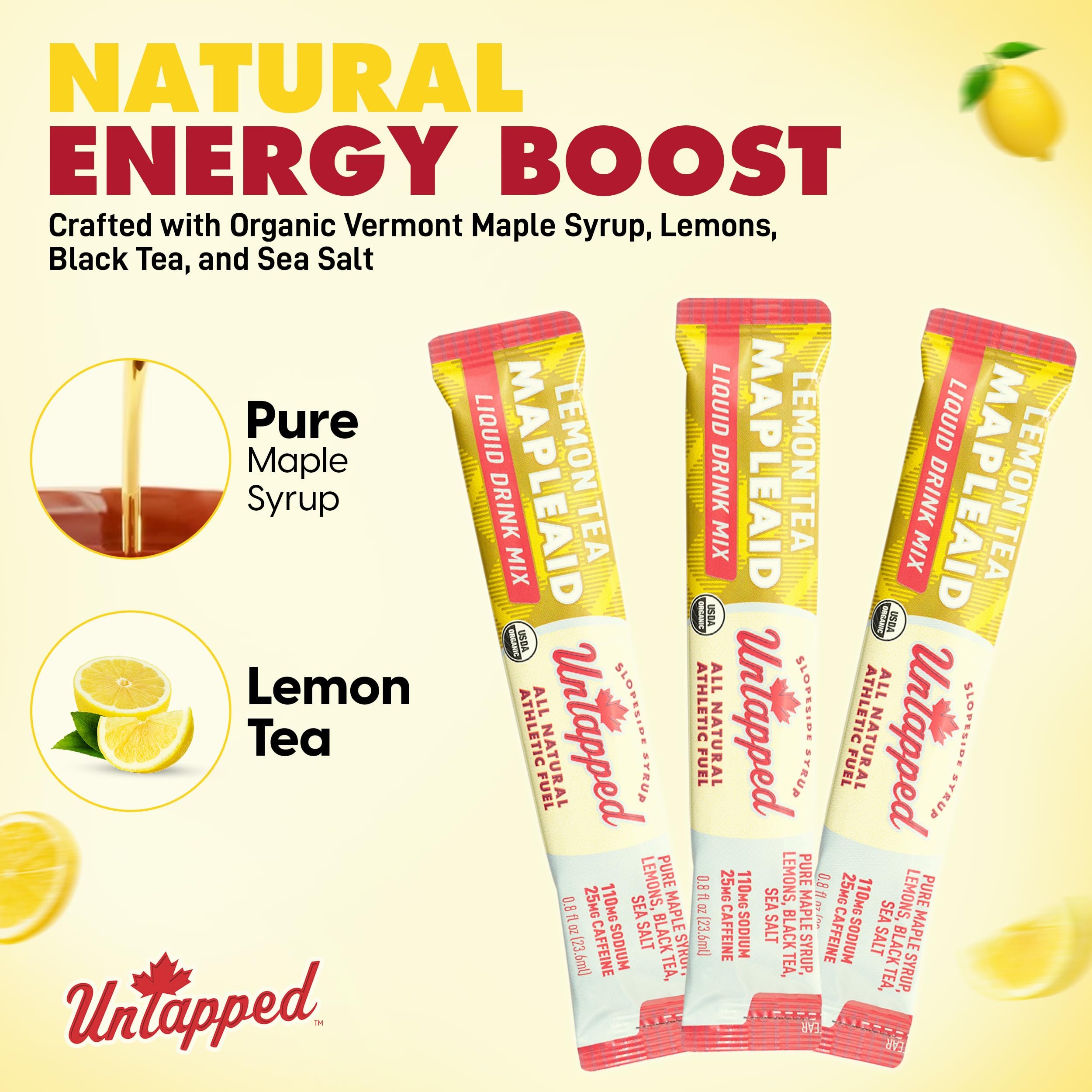Untapped Lemon Tea Mapleaid bottle pour for easy mixing and portable fueling.