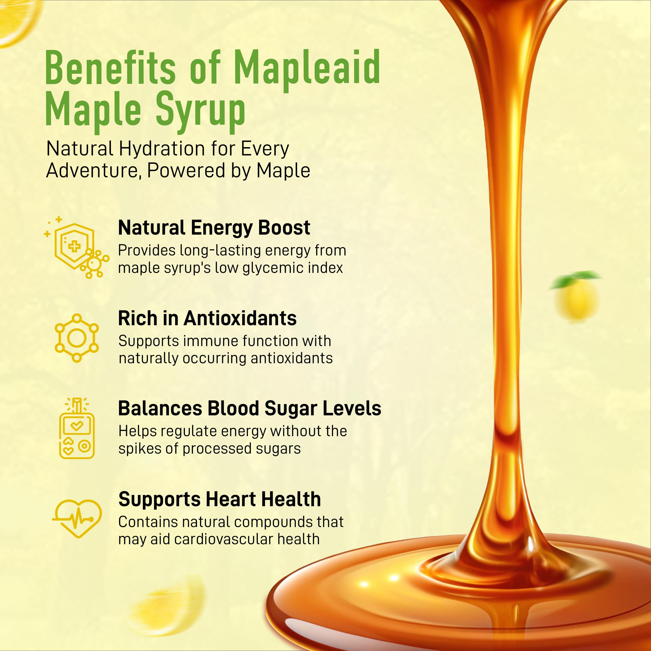 Untapped Lemon Tea Mapleaid being poured into water for quick electrolyte refreshment