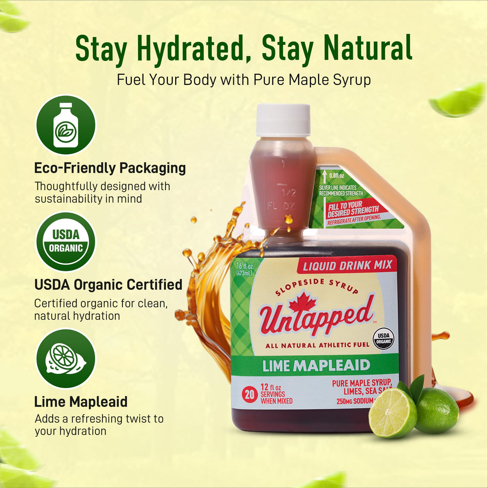 Untapped Mapleaid label close-up highlighting organic maple and lime