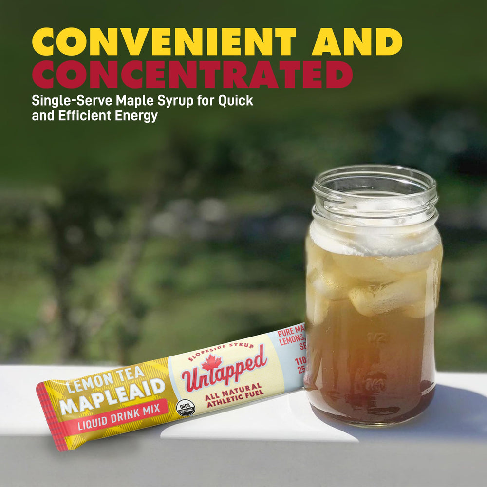 Untapped Mapleaid on-the-go pack for quick hydration during races.