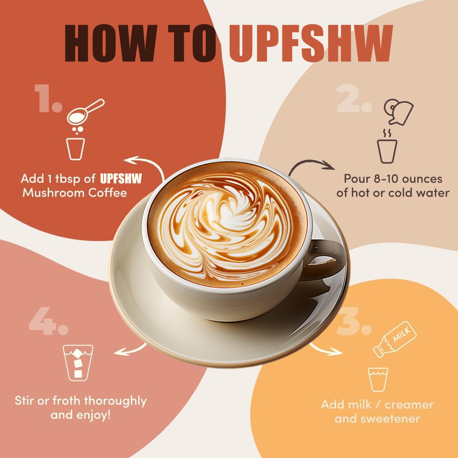 UPFSHW Mushroom Coffee kitchen counter scene suggests easy energy for busy days.