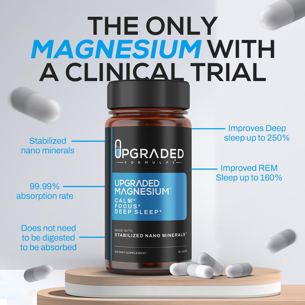 Upgraded Formulas Nano Magnesium absorption technology graphic indicating high bioavailability