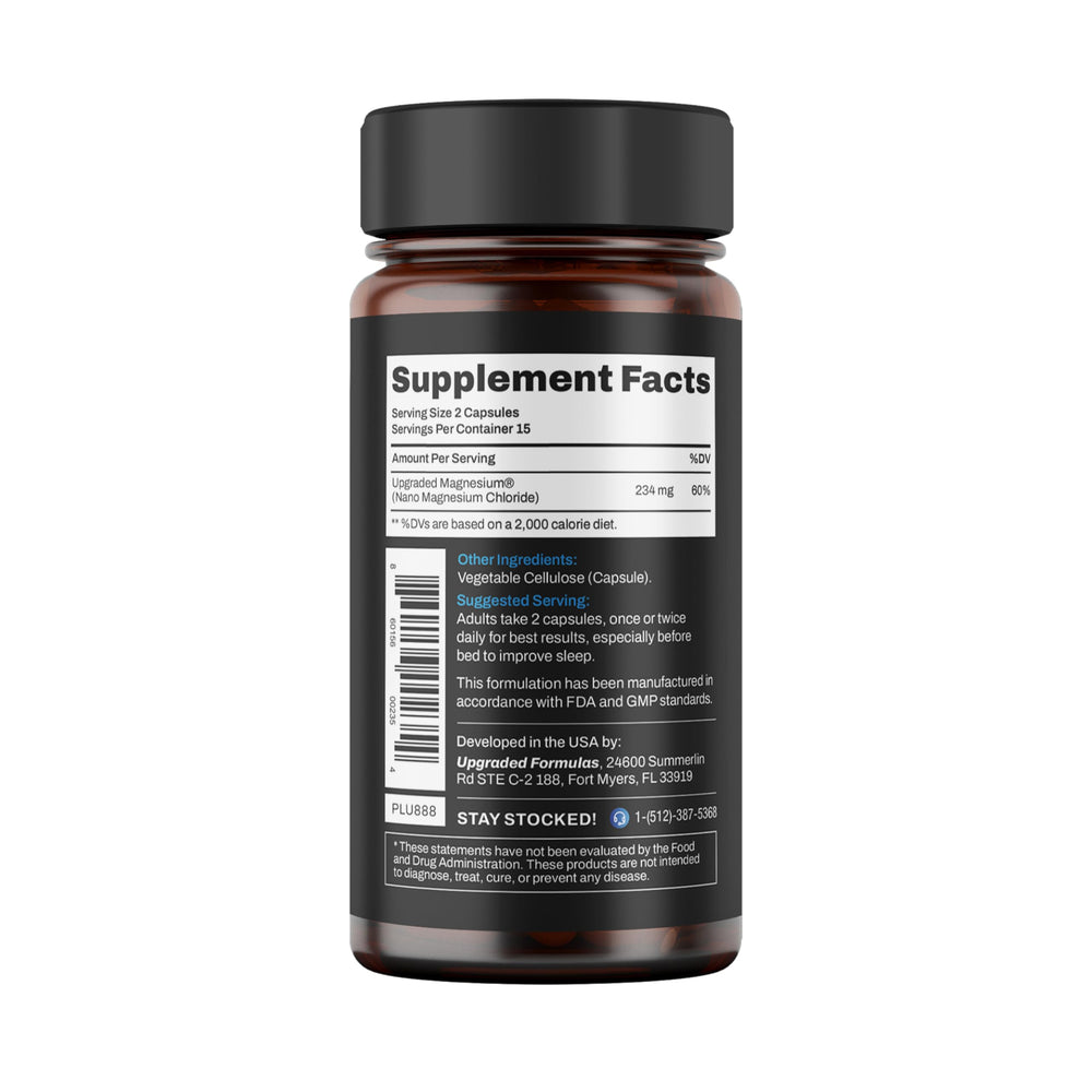 Upgraded Formulas Nano Magnesium capsules being poured for nightly use