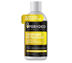 Upgraded Formulas Potassium bottle label highlights nano minerals for absorption