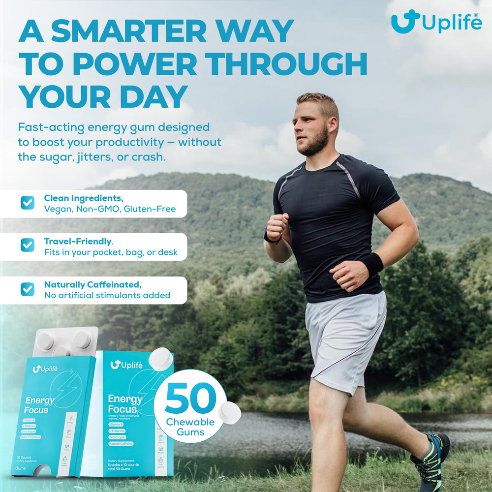UPLIFE 40mg caffeine per piece supports steady study or work