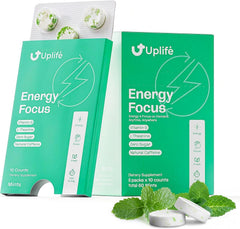 UPLIFE Energy Mint gum piece for a clean, sugar-free energy boost.