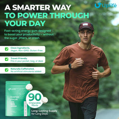 UPLIFE Focus and Energy Mints pack front for on-the-go energy boost.