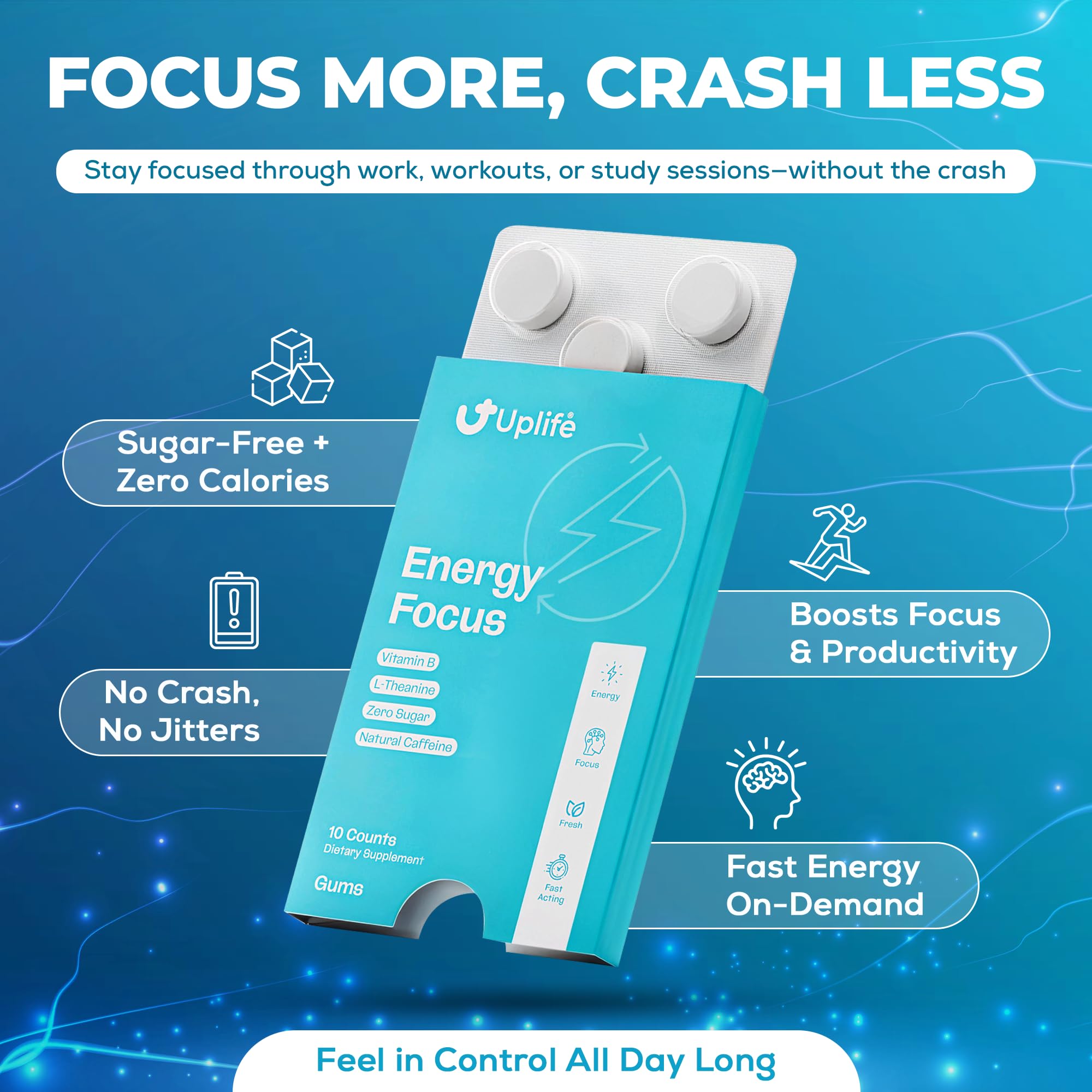 UPLIFE vitamin B3 and B12 blend supports mental energy