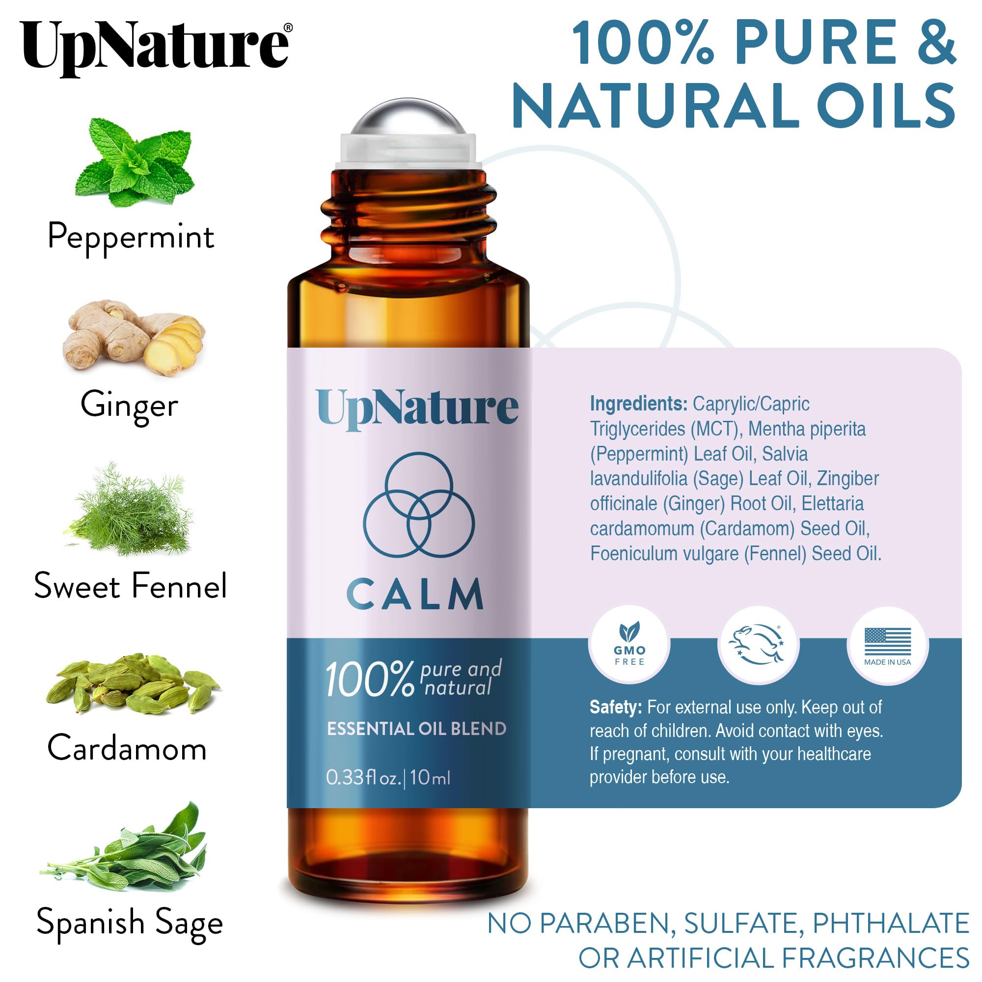 Close-up packaging emphasizing natural ingredients and safe use
