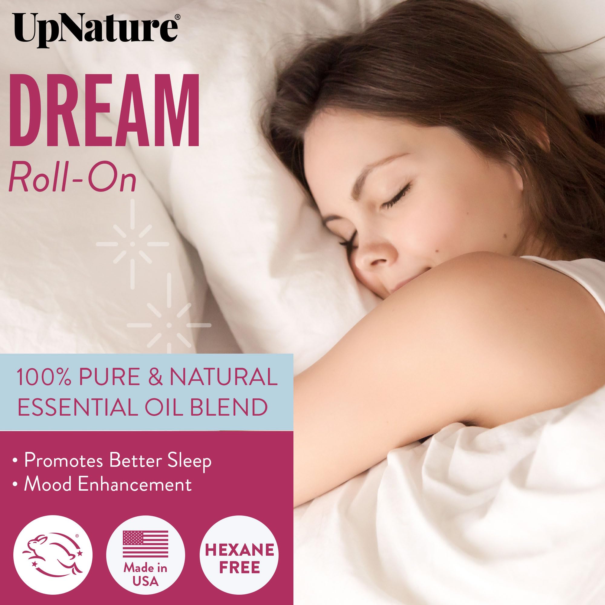 UpNature Dream Sleep roll-on cap close-up, showcasing travel-friendly design.