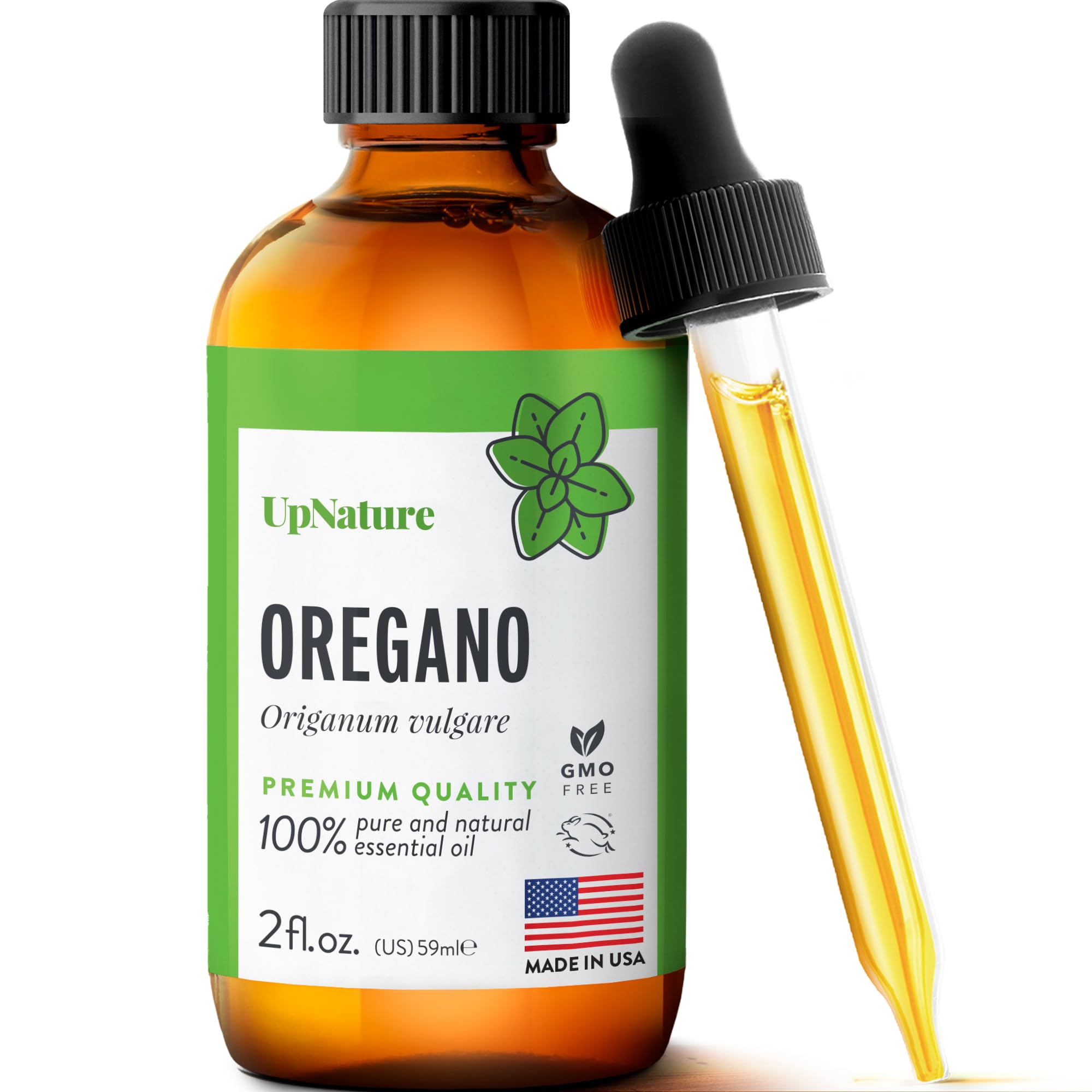 UpNature Oregano Oil bottle 2oz shows pure oregano oil for diffusers and blends