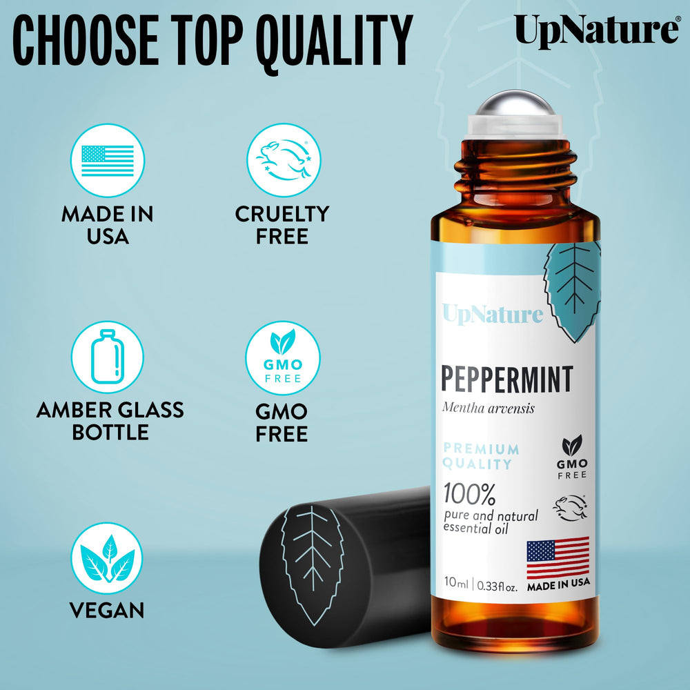 Compact travel-size UpNature Peppermint Roll-On fits in purse
