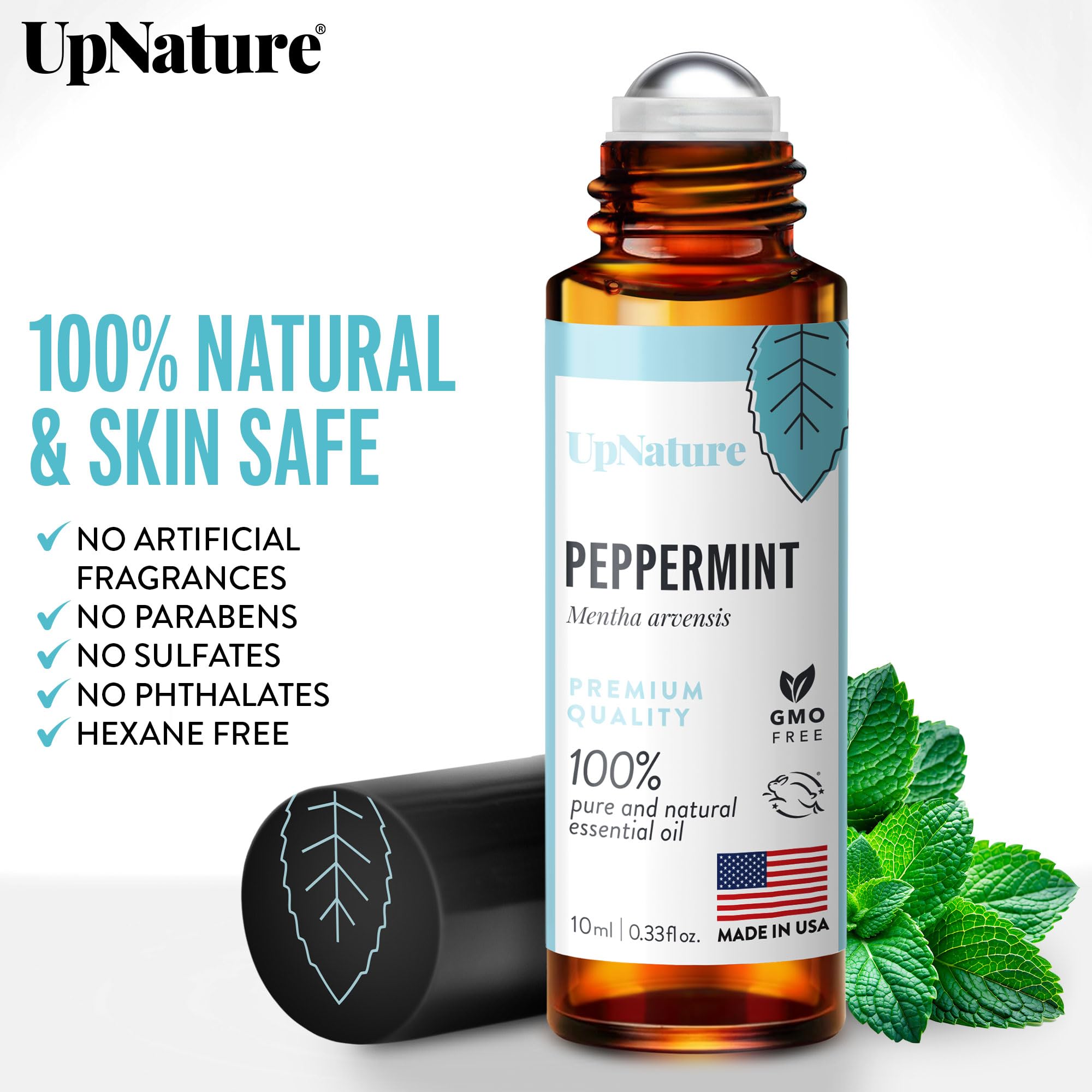 Applying UpNature Peppermint Roll-On to wrist for aroma relief