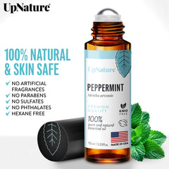 Applying UpNature Peppermint Roll-On to wrist for aroma relief