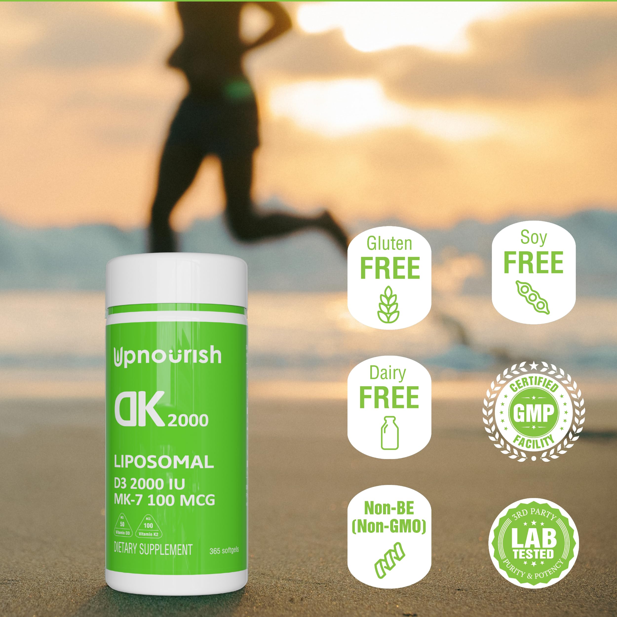 UpNourish 365-count bottle displayed for consistent daily supplementation