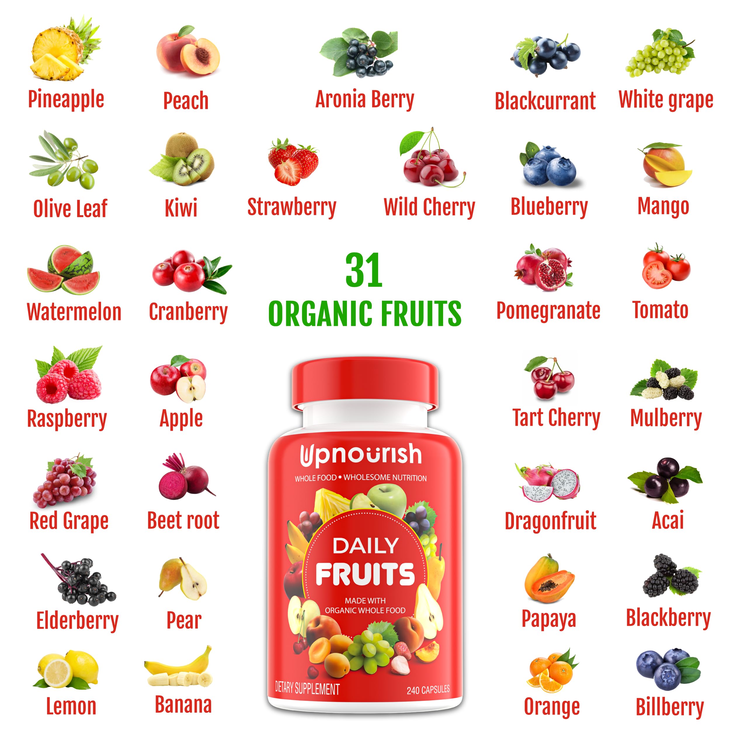 UpNourish bottle on kitchen shelf, easy daily supplement