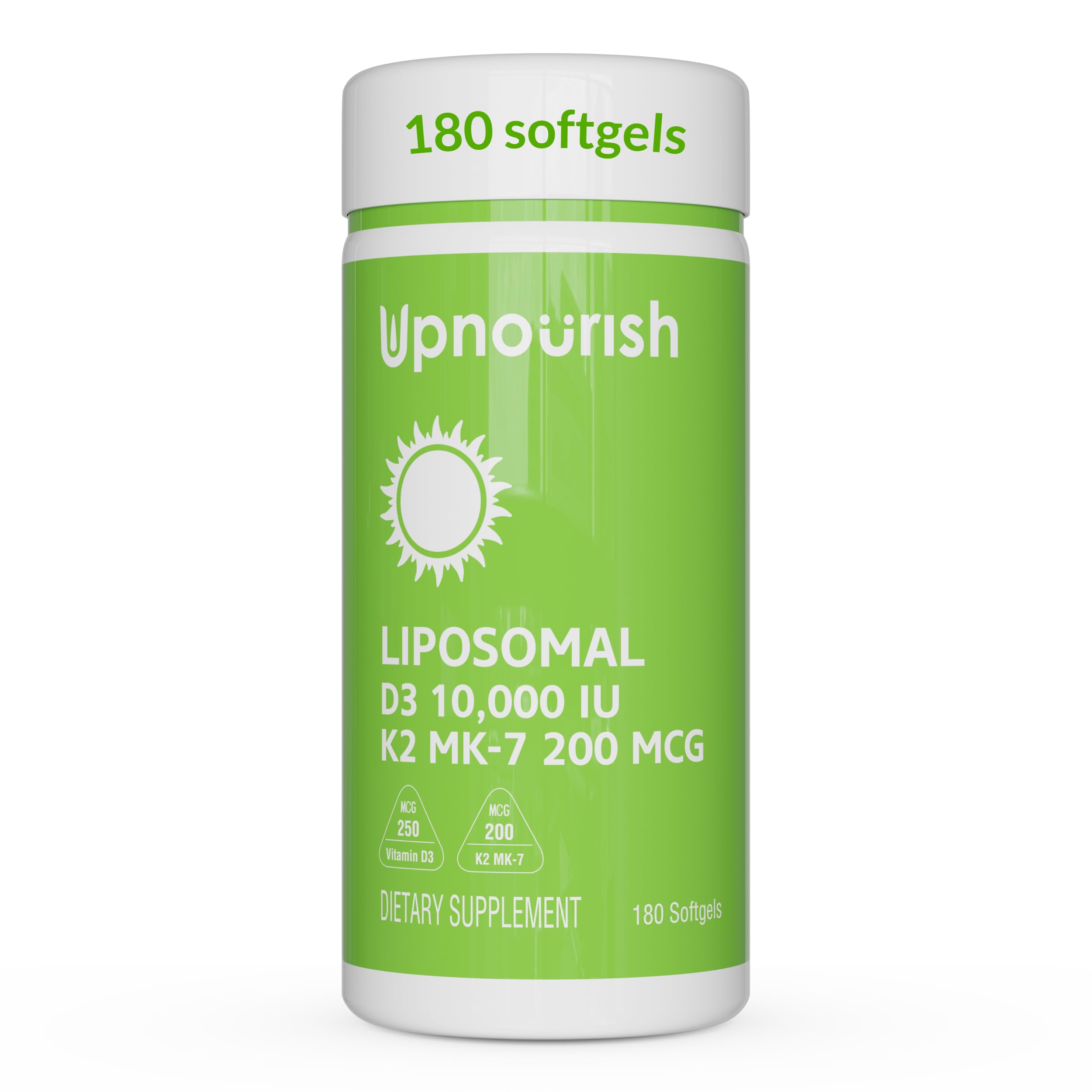 UpNourish liposomal D3 K2 bottle-pour showing easy daily use