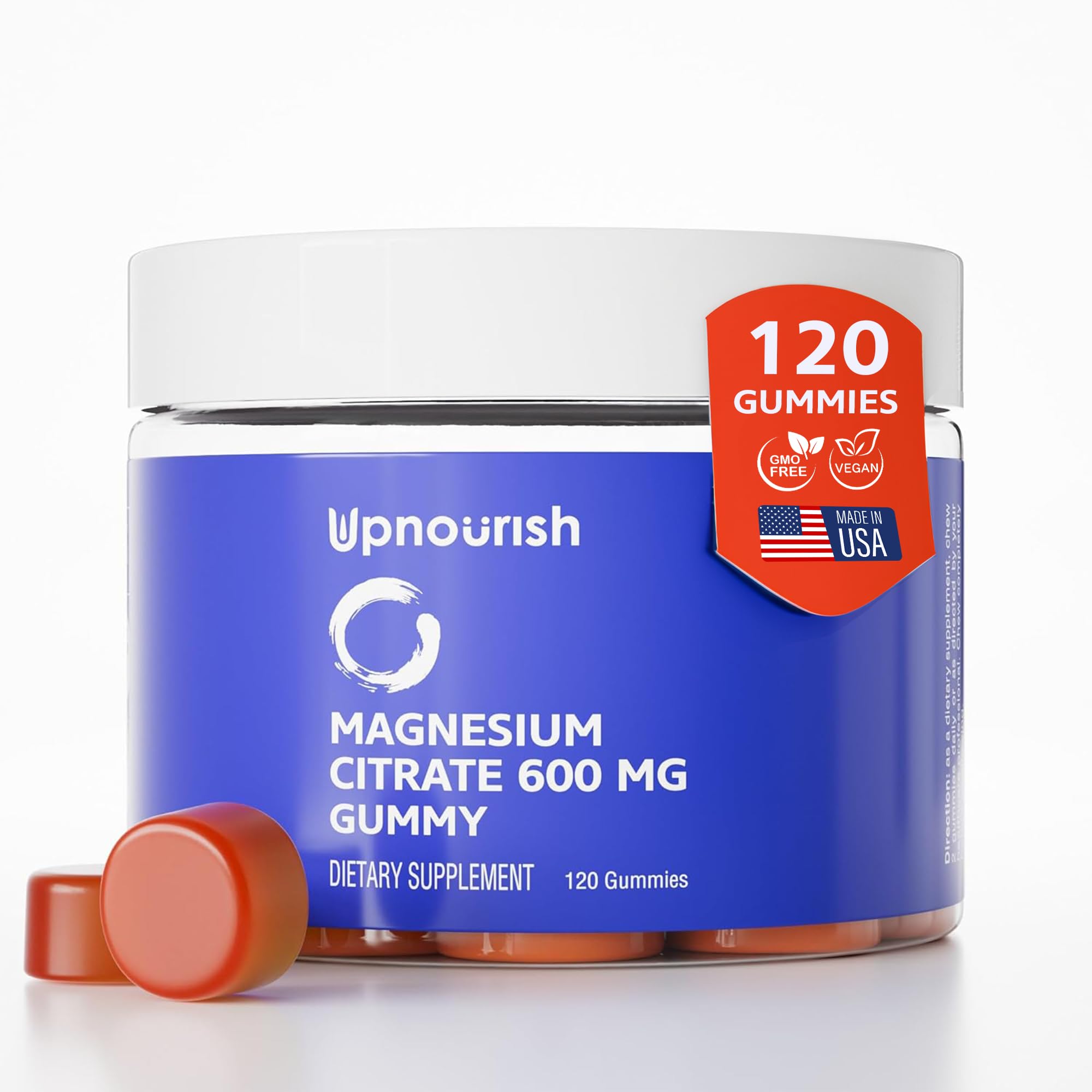 UpNourish Magnesium Gummies bottle close-up for convenient daily magnesium support