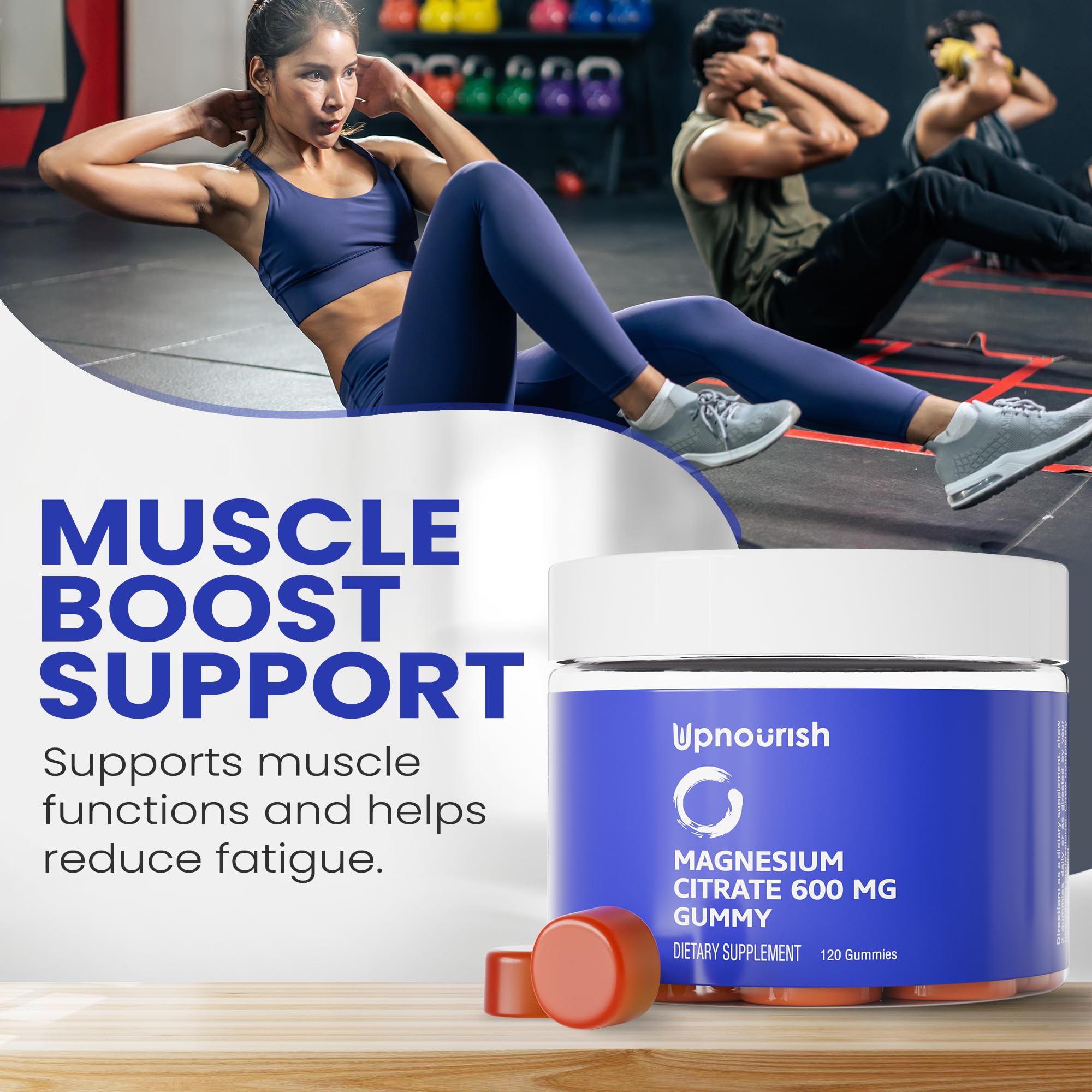 UpNourish Magnesium Gummies orange-flavor close-up for a tasty daily supplement