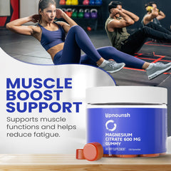 UpNourish Magnesium Gummies orange-flavor close-up for a tasty daily supplement