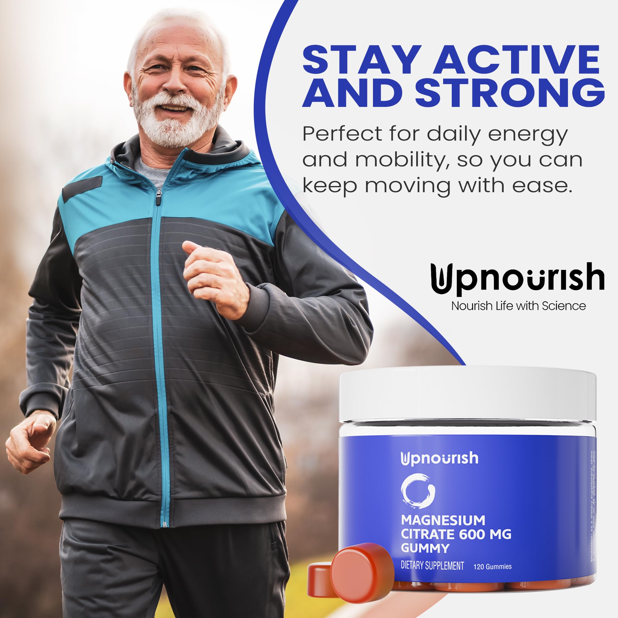 UpNourish Magnesium Gummies vegan and gluten-free formula for everyday wellness