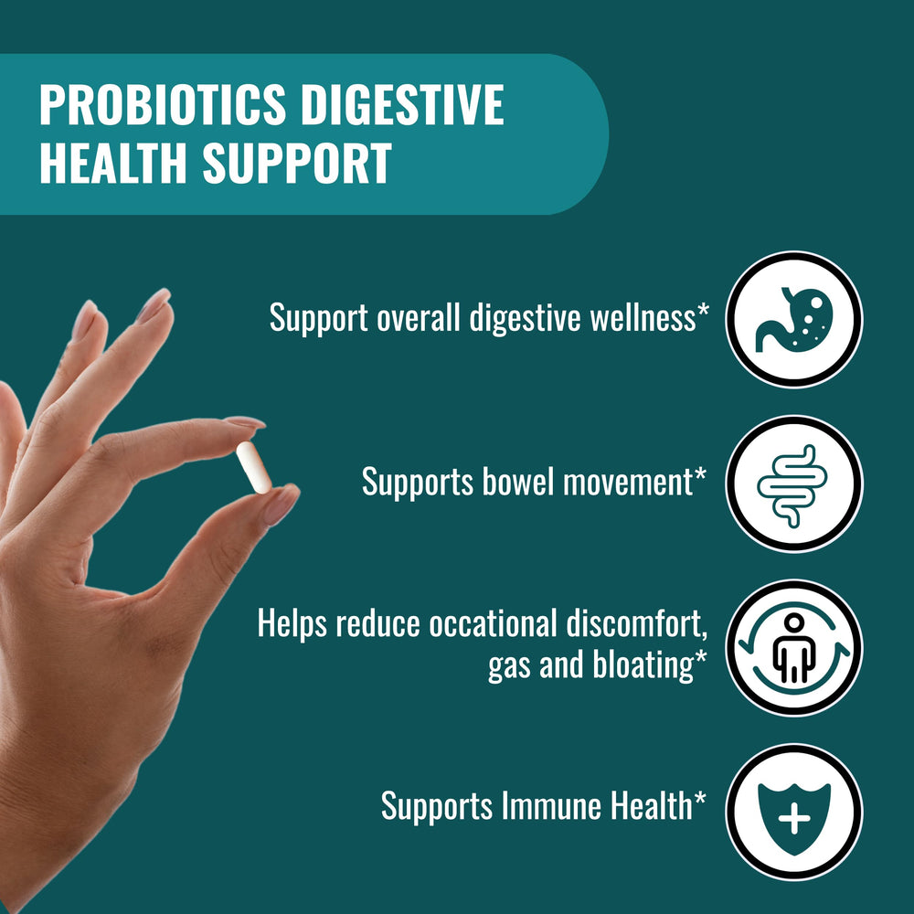 UpNourish Probiotics label detail with shelf-stable strains emphasis.