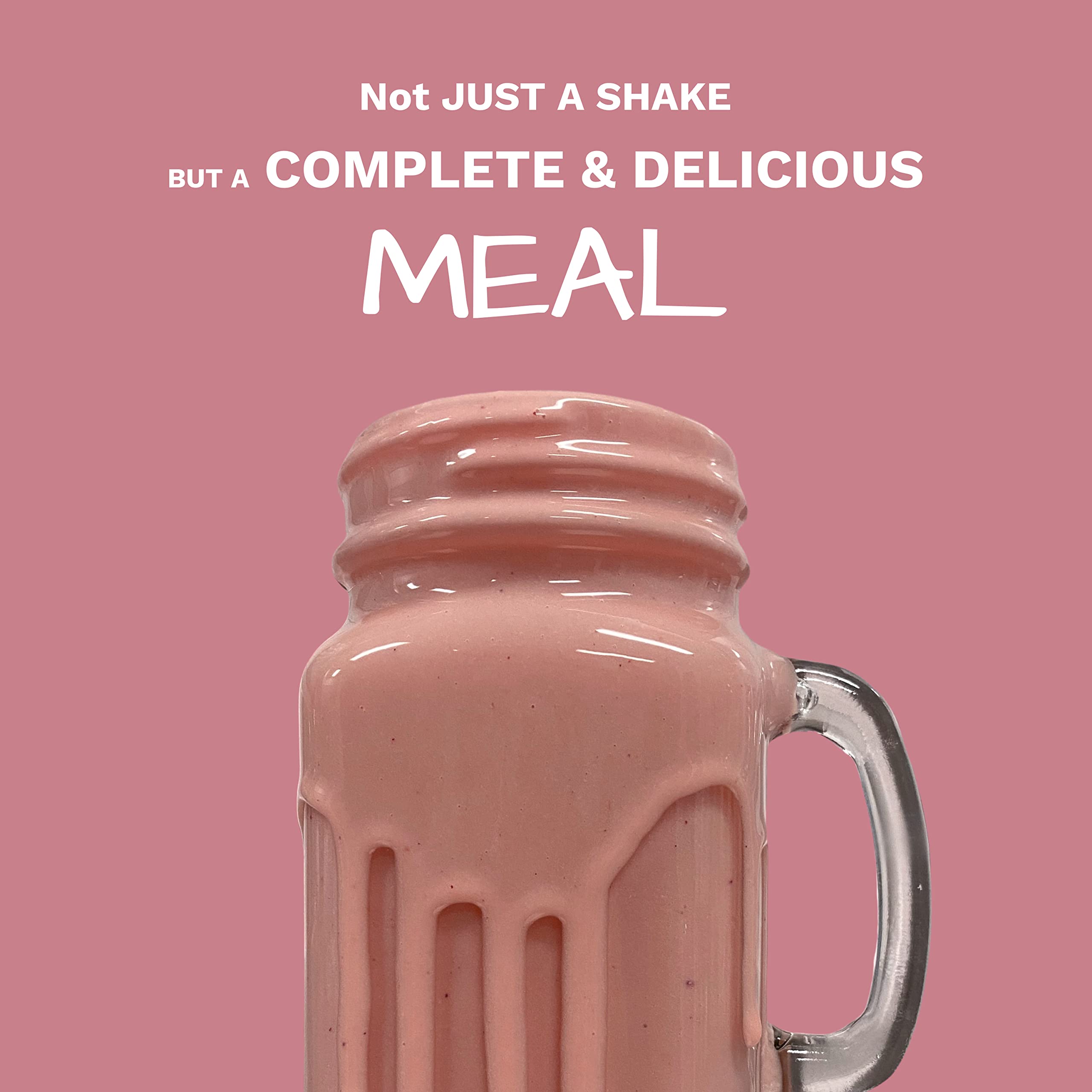 UpNourish Strawberry Banana Shake Pour demonstrates a creamy smoothie with plant protein