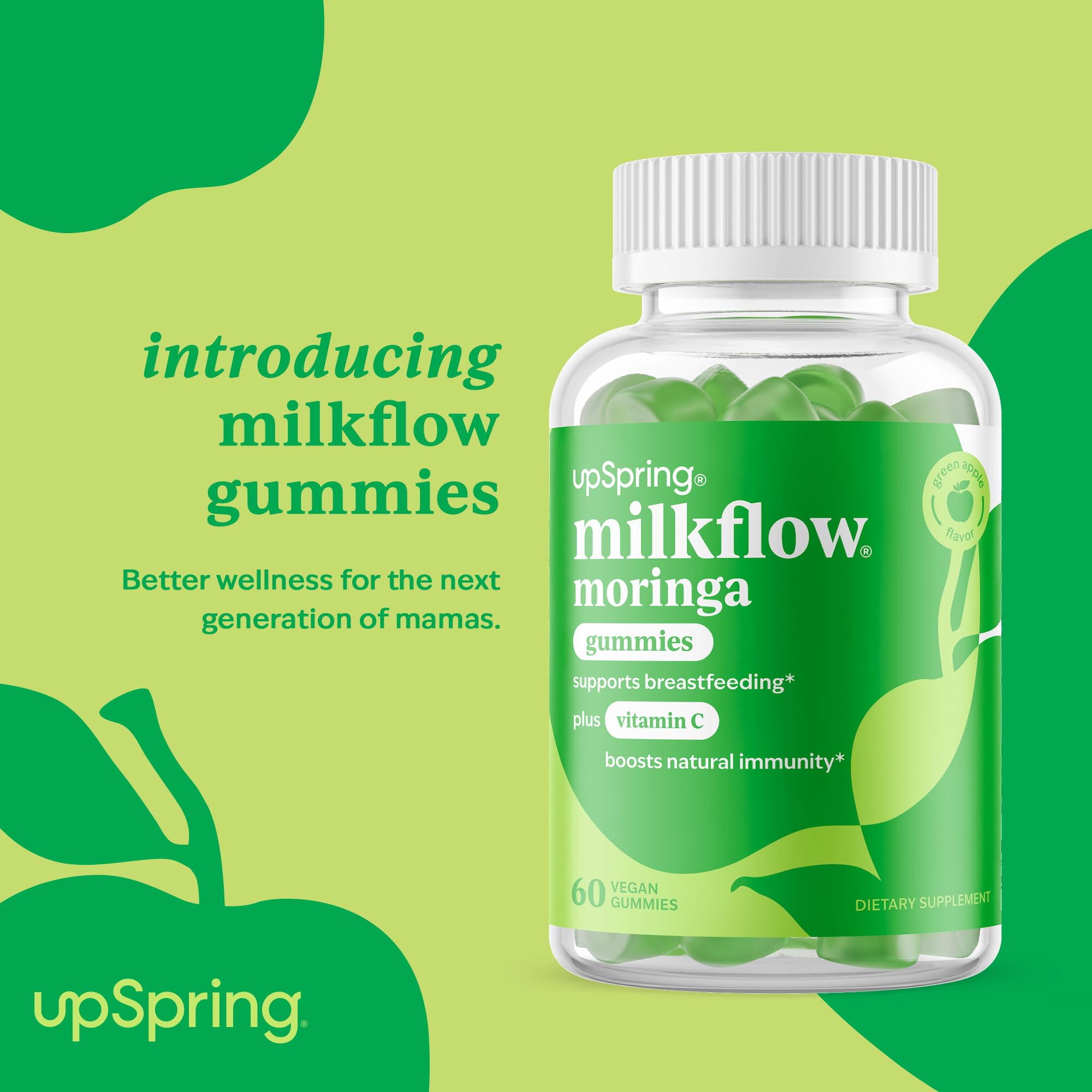 UpSpring Milkflow Moringa Gummies ingredients and vegan formula emphasized for moms