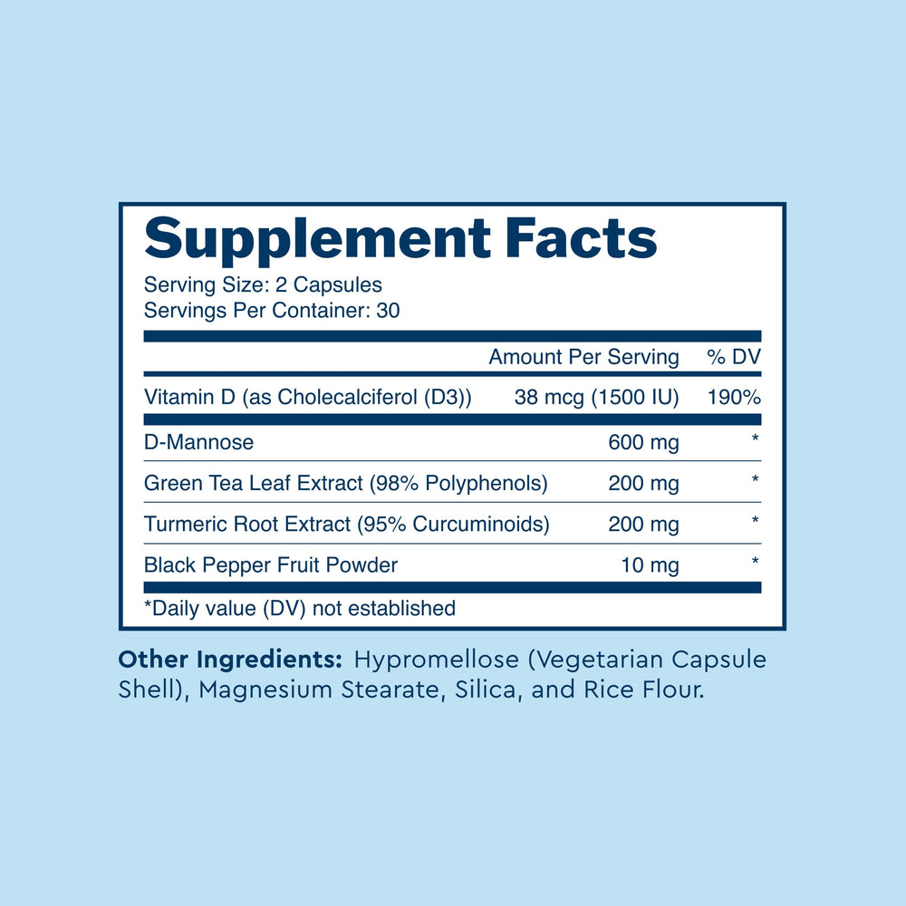 Uqora Defend capsules close-up shows convenient daily bladder health routine.