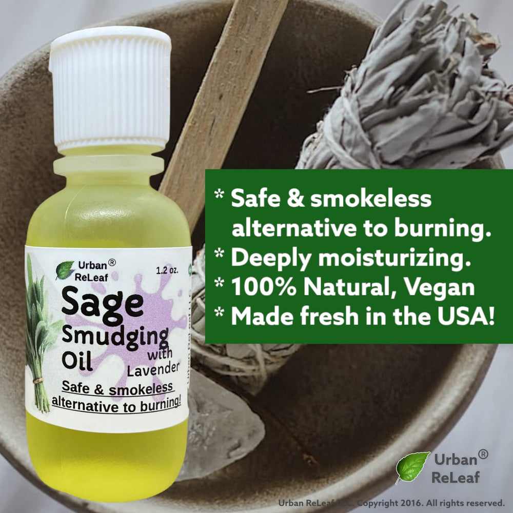 Urban ReLeaf Sage Smudging Oil packaging made in the USA