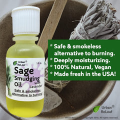 Urban ReLeaf two-sage blend with lavender aroma for calming rituals.
